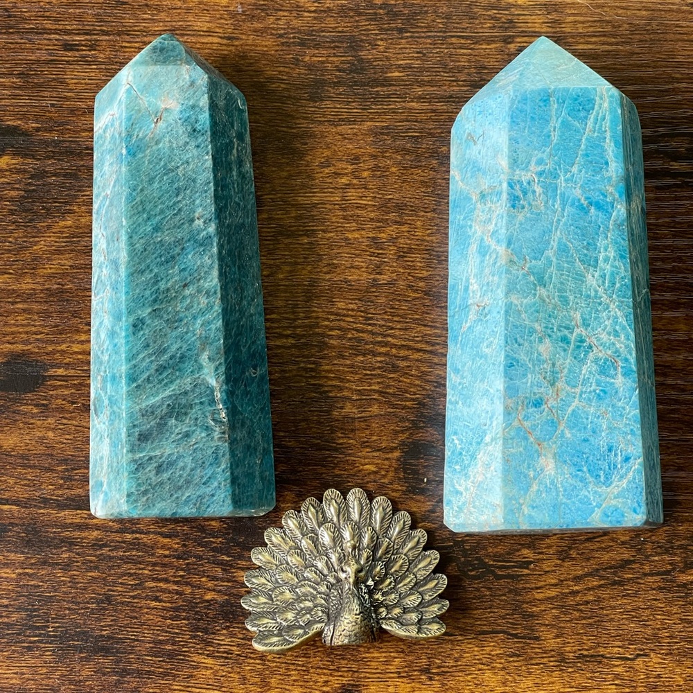 Large ✨Charged✨ Blue Apatite gemstone towers